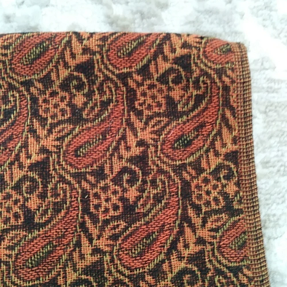 Zu's Paisley Fringed Wolle Silk Blend Scarf Wrap